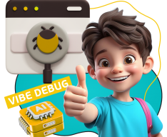 Тестирование & Vibe Debug. Охотники за багами - КИБЕРшкола программирования для детей, компьютерные курсы для школьников, начинающих и подростков - KIBERone г. Екатеринбург